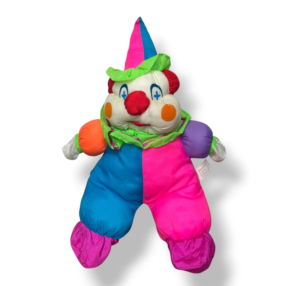 Vtg Superior Toy & Novelty Co. Puffalump Clown Plush Nylon 1980s
